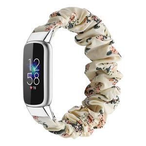 Strap-it Fitbit Luxe Scrunchie Armband (Beige Mix)