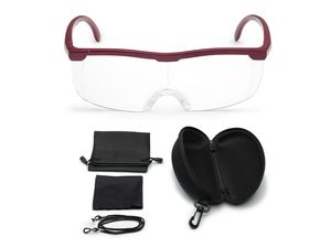 FALINGO Lupenbrille Vergrößerungsbrille Leselupe Lupe auf der Nase Vergrößerung auf 200% inkl. Hardcase und Zubehör (Rot)