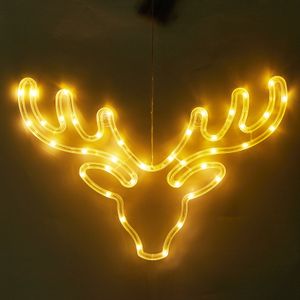 LED Rentier Lichter Weihnachtsbeleuchtung Weihnachtsdeko Batteriebetrieben für Weihnachten Fenster Wand Party Deko, Warmweiß