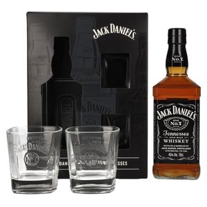 Jack Daniel's Tennessee Whiskey 40% Vol. 0,7l in Geschenkbox mit 2 Rocks Gläsern