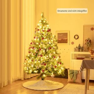 COSTWAY 180cm LED Künstlicher Weihnachtsbaum mit Kiefernzapfen, Christbaum mit Klappsystem und Metallständer, 777 Spitzen Tannenbaum geschmückt, Kunstbaum Weihnachten grün