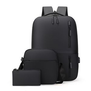 Herren-Business-Taschen-Set, USB-Laptop-Rucksack mit hoher Kapazitaet, doppelte Umhaengetasche