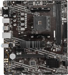 MSI A520M PRO, AMD, Socket AM4, 3rd Generation AMD Ryzen? 3, 3rd Generation AMD Ryzen 5, 3rd Generat
