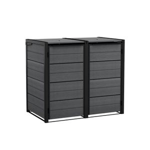 Keter Mülltonnenbox "Hide Away" 2x 240L Anthrazit - 138x84x121 cm - nahtlos erweiterbar - naturgetreue Holzoptik