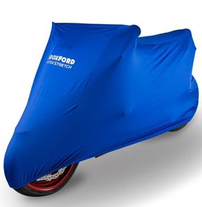 Oxford Protex Stretch-Fit Indoor Premium Motorrad Abdeckplane (Blue,L)