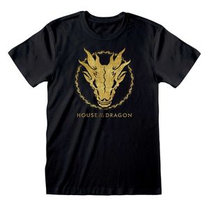 House Of The Dragon T-Shirt XL Gold Ink Skull Schwarz