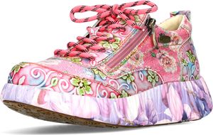Laura Vita Damen Sneaker floral Leder mit Reißverschluss Gummisohle NIKITO-62, Größe:37 EU, Farbe:Rosa Laura Vita Damen Sneaker floral Leder mit Reißverschluss Gummisohle NIKITO-62, Größe:37 EU, Farbe:Rosa