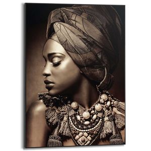 Gerahmtes Bild Slim Frame Afrikanische Frau Shawl Schmuck Kopfwickel