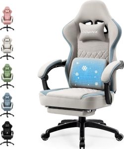 Fotel gamingowy z poduszką żelową, fotel gamingowy z masażem i podnóżkiem, ergonomiczny fotel PC z torbą do przechowywania, fotel biurowy 150 kg