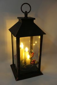 Weihnachten Advent Deko Laterne mit 3 LED Kerzen für innen + außen mit Timer
