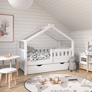 Vitalispa Domečková postel Design, 70x140 cm se zásuvkou, Bílá
