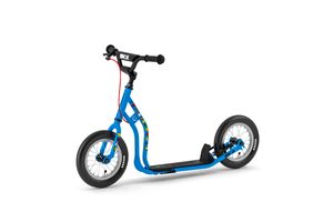 Yedoo Mau Emoji Kinder Roller Scooter Tretroller - für Kinder ab 4 Jahre, mit Luftreifen 12/12, Reflexelementen und verstellbarem Lenker Blau