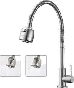 Küchenarmatur Kaltwasserhahn 304 Edelstahl Wasserhahn Küche mit 2 Strahlen Spültischarmatur mit flexiblem Hals Armatur Küche Küchenarmatur Kaltwasserhahn 304 Edelstahl Wasserhahn Küche mit 2 Strahlen Spültischarmatur mit flexiblem Hals Armatur Küche