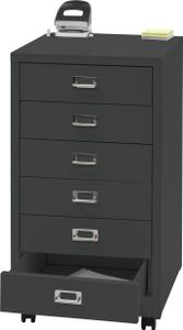 Rollcontainer MCW-L49, Schubladenschrank Stahlschrank Aktenschrank, Metall 75x40x41cm 6 Schubladen  dunkelgrau