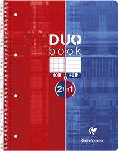 Clairefontaine 82526C Collegeblock (9 x 14 cm, Duo, 40 Blatt kariert und 40 Blatt liniert) 1 Stück rot/blau