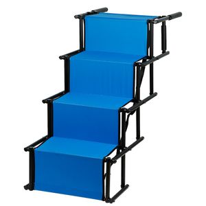 Faltbare Hundetreppe Treppe Rampe für Hunde bis 75 KG  | für Kofferraum und Auto Blau