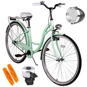 Maltrack mestský bicykel Dreamer, 28 palcov, zadné svetlá, nosič batožiny, zvonček, bicykel mestský bicykel dámsky, mint