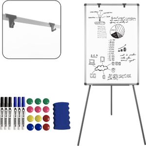 TRMLBE Flipchart Magnetisch Whiteboard Flipcharts Multifunktional White Board mit Ständer Höhenverstellbar Whiteboards mit Haken & Radierer & Magneten & Markern Flip Chart