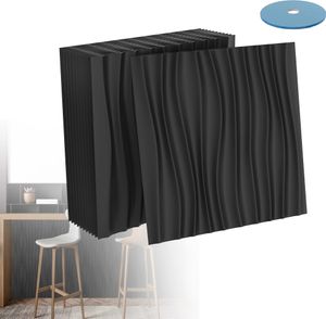 XMTECH 12 SZTUK naklejek na płytki PVC, samoprzylepna folia samoprzylepna odporna na ciepło wodoodporna naklejka na płytki do wystroju kuchni naklejka ścienna (50 x 50 cm), typ D czarny