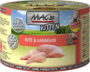 MAC's Kitten Katzenfutter Pute & Kaninchen Nassfutter Dosen 12x200g