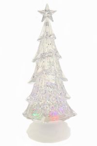 Schneekugel als Tannenbaum mit bunter Regenbogen LED Beleuchtung & Glitzerantrieb 11*11*27 cm als Weihnachtsdeko