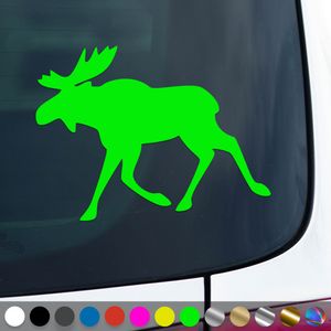 PantherPixel Elch Aufkleber Rentier Schweden Wohnmobil Camping Sticker Auto Geschenkidee Farbe Neon-Grün