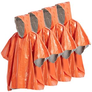 4er-Pack Notfall-Regenponcho, Thermodecke, Poncho, wetterfeste Outdoor-Survival-Campingausruestung