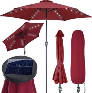 KINGSLEEVE® Sonnenschirm LED Beleuchtung UV Schutz 80+ Solar Schutzhülle 300cm Groß Kurbel Knickbar Balkon Terrasse Gartenschirm Marktschirm Rot KINGSLEEVE® Sonnenschirm LED Beleuchtung UV Schutz 80+ Solar Schutzhülle 300cm Groß Kurbel Knickbar Balkon Terrasse Gartenschirm Marktschirm Rot