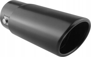 AMiO Universal-Einzelauspuffschalldämpfer, gerade Spitze, Edelstahlkupplung (86 x 65 mm), Schwarz