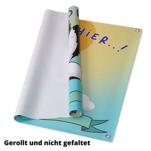 Makai Banner Plakat zur Geburt Storch Geschenk 160 x 70 cm Plakat für Balkon Garten zum Aufhängen am Haus personalisierbar für Baby Geschenk mit Storch der Klapperstorch war hier Mama und Kind