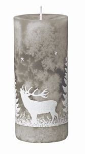 Foresta mit Hirsch durchgefärbte Stumpen Kerzen Weihnachtskerzen 12 x 5,5 cm Stein