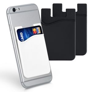 kwmobile 3x Kartenhalter Hülle für Smartphone - selbstklebend - Aufklebbare Silikon Kreditkarten Tasche Schwarz Schwarz Weiß - Maße 8,5x5,5cm