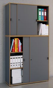 VCM Holz Büroschrank Ordner Aktenschrank Büromöbel Schrank Salia 5-fach Breite 100 cm Schiebetüren
