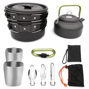 Camping Kochgeschirr, Camping Kochset, 10-Teilig Cookware Kit, Zum Camping Outdoor Picknick