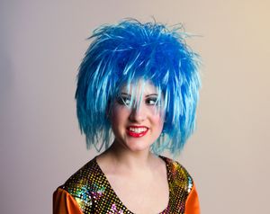 Wuschelkopf Perücke Nina blau für Damen Kostüm-Zubehör