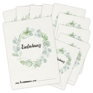 10 Einladungskarten zur Kommunion - Eukalyptus