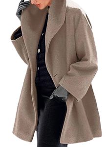 Damen Winter Warm Button Up Kapuzenjacke Baggy Solid Revers Mantel Top,Farbe: Kamel,Größe:4XL