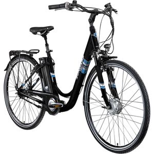 Zündapp Green 3.7 28 Zoll E-Bike E Cityrad Damenrad Pedelec Elektrofahrrad Damen Fahrrad 700c, Farbe:schwarz/blau, Rahmengröße:48 cm