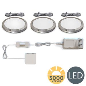 3 LED Unterbau-Leuchten Schrank-Licht Küchen-Lampe flach Aufputz-Strahler Spots