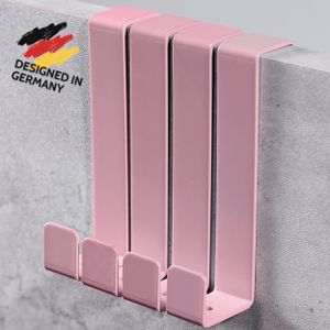 DEKAZIA® 4 Türhaken Kinderzimmer rosa | Türgarderobe Kinder | Türhaken zum Einhängen | Kleiderhaken Tür | Tür Garderobe | Garderobenhaken Tür