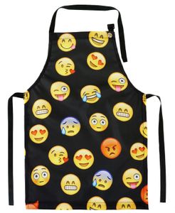 Kinderschürze Jugend Malschürze Kunstkittel Kochschürze Apron Teenageralter Werkschürze Emoji Black [074]