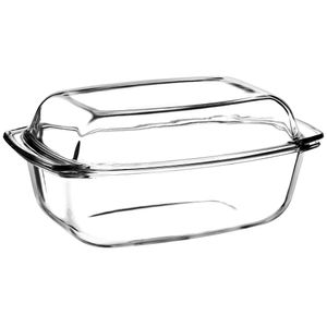 KADAX Auflaufform aus hitzebeständigem Glas "Backe", Glasbräter mit Deckel, transparent, rechteckig, 5.1L