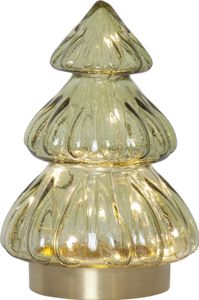 LED Tischleuchte ,Abete aus Glas, Tannenbaum, Batterie, grün, H 18cm