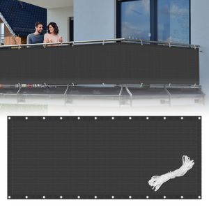LZQ 75x600cm Zástena na ochranu súkromia na balkóne Antracit HDPE 180 g/m² - Zábrana proti vetru na plot alebo balkón