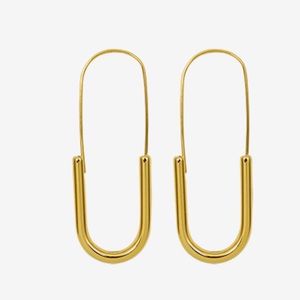 Ohrringe mit minimalistischem Design, schlanker Papierclip, schmale Linie - Gold