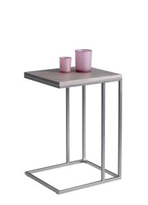 Beistelltisch / Laptop-Tisch Cora in grau - MDF Nachbildung Keramikoptik, Gestell Metall Edelstahloptik - 38x43cm, Höhe 62cm