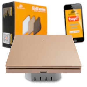 WLAN Lichtschalter WiFi Smart Home Wandschalter, Tuya, Alexa, Google, schönes Design, Spacetronik 1x SL-ES11 Golden Charm