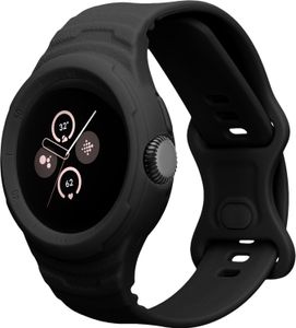 kwmobile Sportarmband kompatibel mit Google Pixel Watch 2 / Pixel Watch 1 - Armband TPU Silikon für Fitnesstracker - mit Schutz Bumper Schwarz