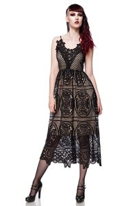 Ocultica Damen Kleid aus Spitze Gothic-Kleid Abendkleid, Größe:M, Farbe:Schwarz