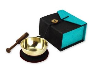 Mini-Klangschale in Box (schwarz / türkis)